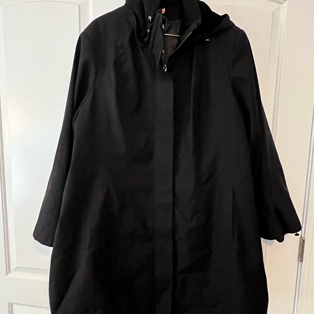 Kristen Blake Black Hooded Trench Coat